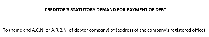 1 Name, ACN, and Address in the Statutory Demand